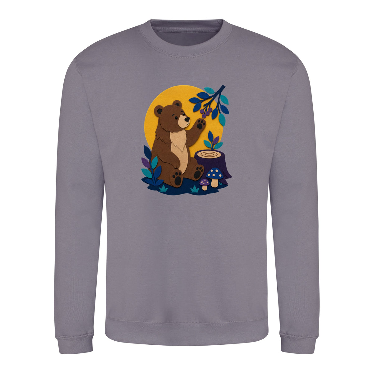 Bear's Woodland Wave Adult Sweatshirt - Felt & Fauna Dusty Lilac colour variant image