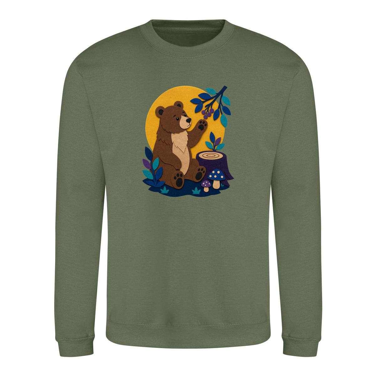 Bear's Woodland Wave Adult Sweatshirt - Felt & Fauna Earthy Green colour variant image