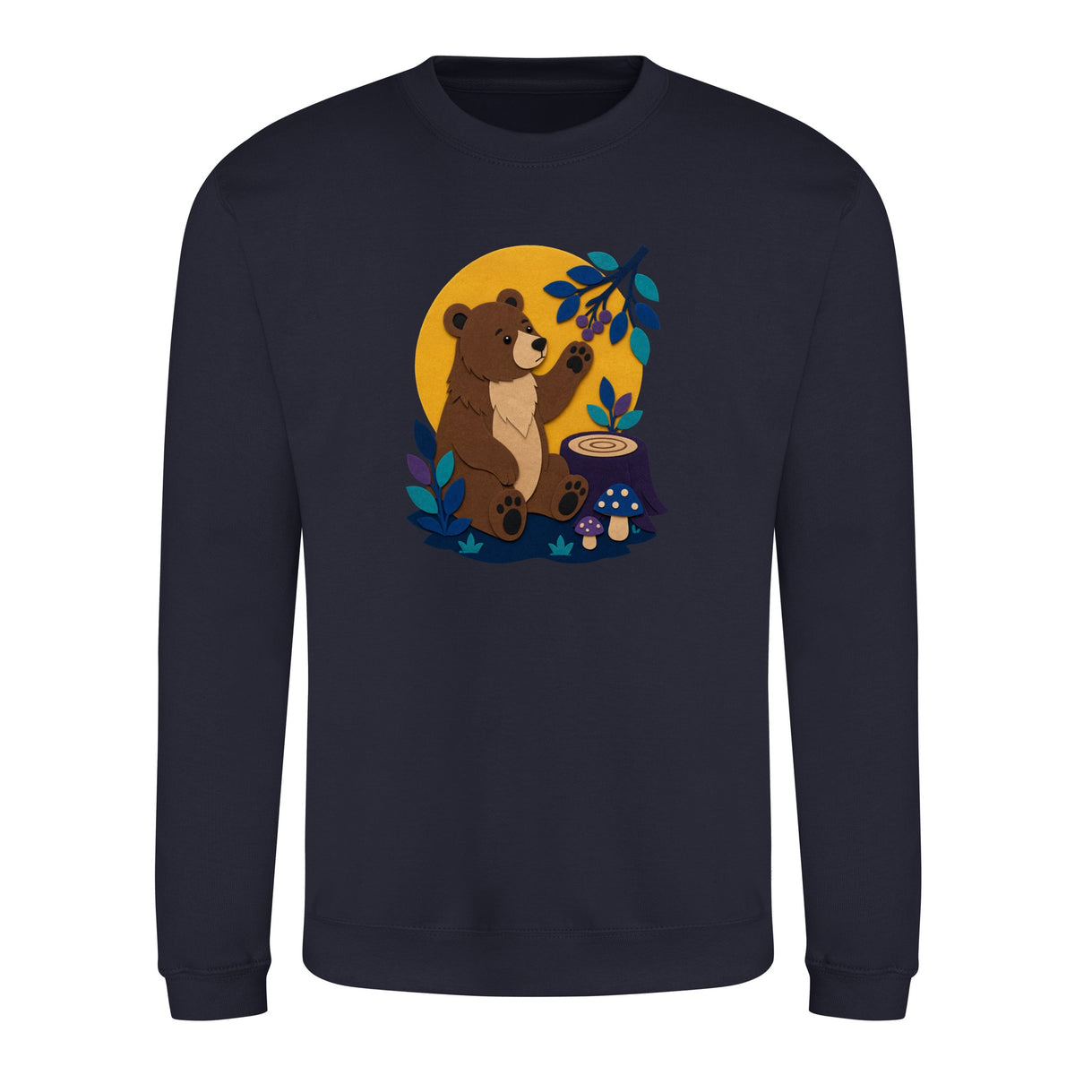 Bear's Woodland Wave Adult Sweatshirt - Felt & Fauna French Navy colour variant image