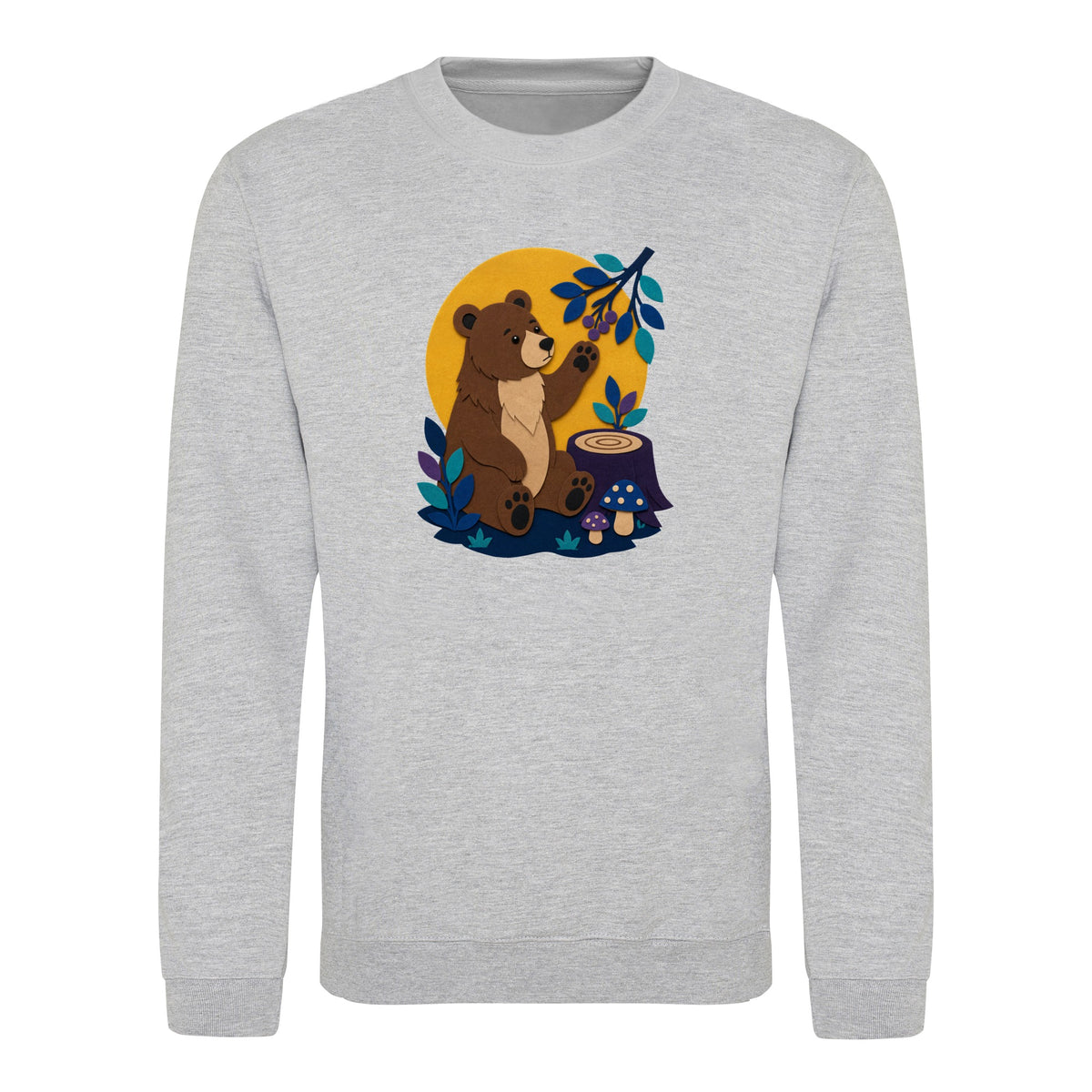 Bear's Woodland Wave Adult Sweatshirt - Felt & Fauna Heather Grey colour variant image