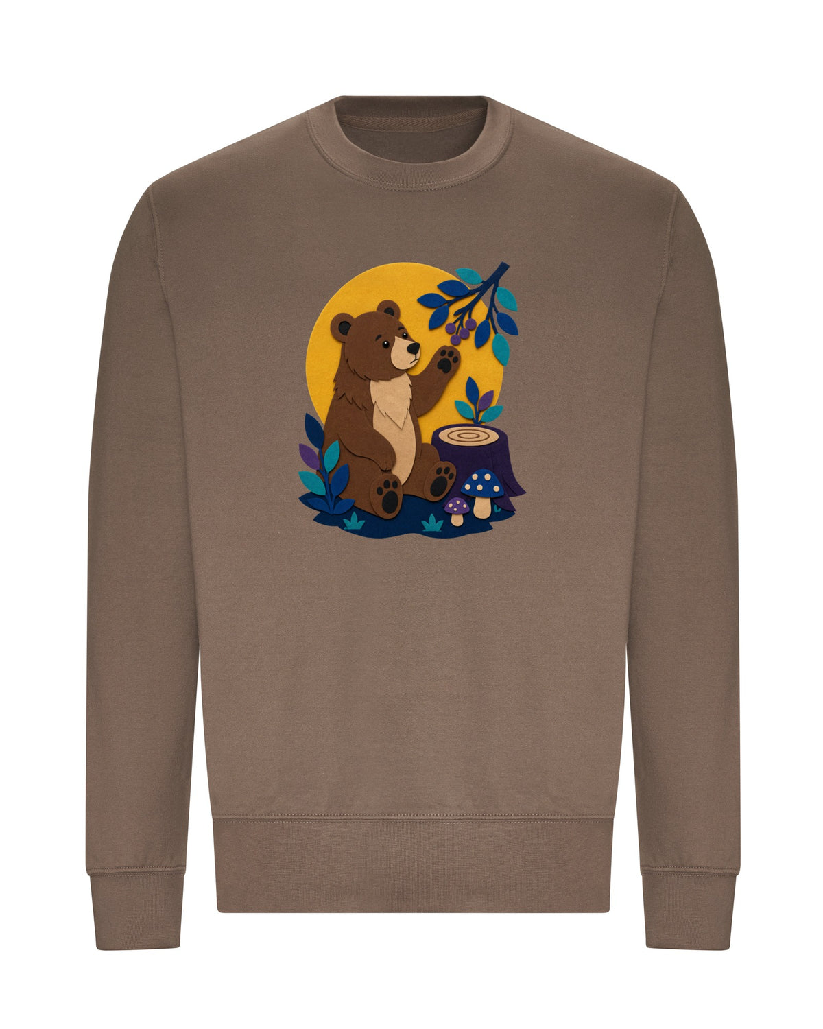Bear's Woodland Wave Adult Sweatshirt - Felt & Fauna Mocha Brown colour variant image