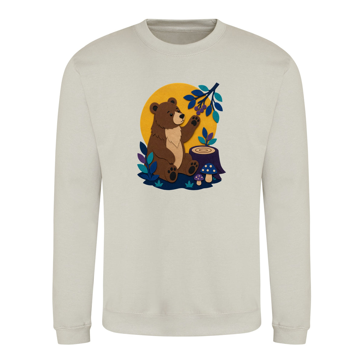 Bear's Woodland Wave Adult Sweatshirt - Felt & Fauna Natural Stone colour variant image