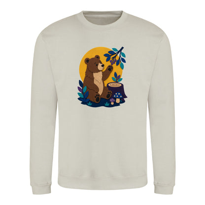 Bear's Woodland Wave Adult Sweatshirt - Felt & Fauna Natural Stone colour variant image