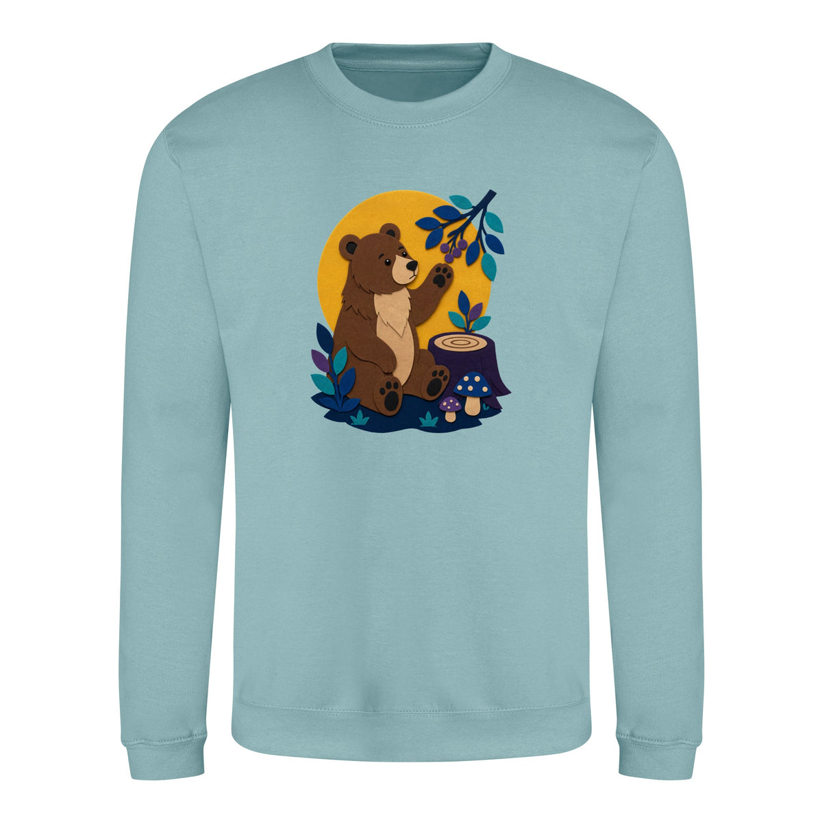 Bear's Woodland Wave Adult Sweatshirt - Felt & Fauna Seafoam colour variant image