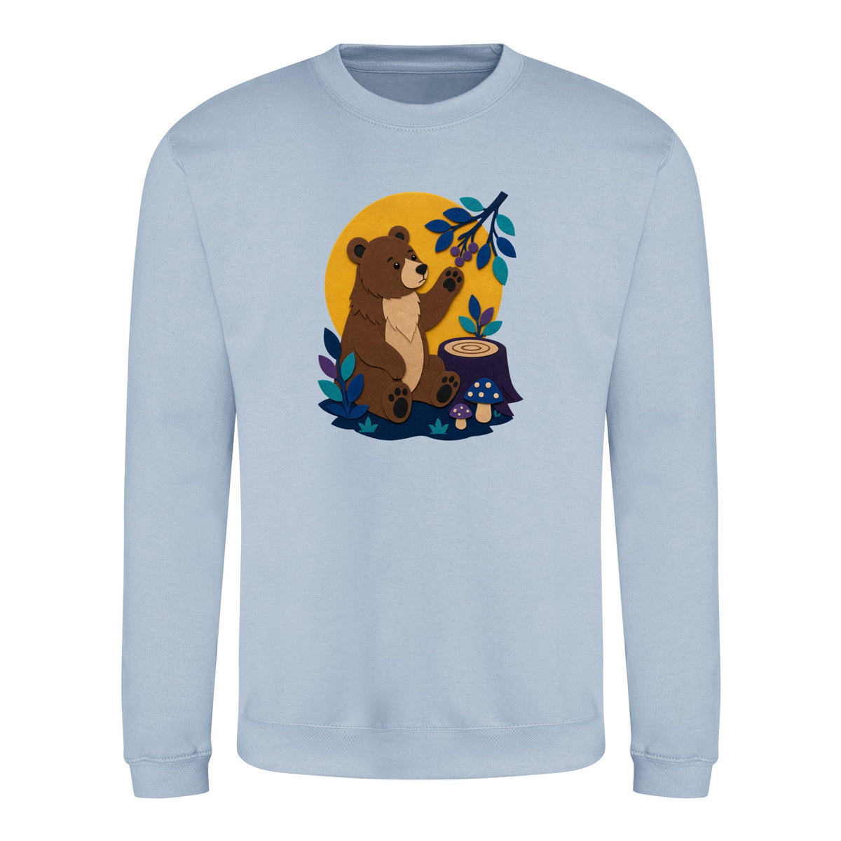 Bear's Woodland Wave Adult Sweatshirt - Felt & Fauna Sky Blue colour variant image