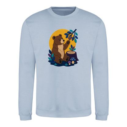 Bear's Woodland Wave Adult Sweatshirt - Felt & Fauna Sky Blue colour variant image
