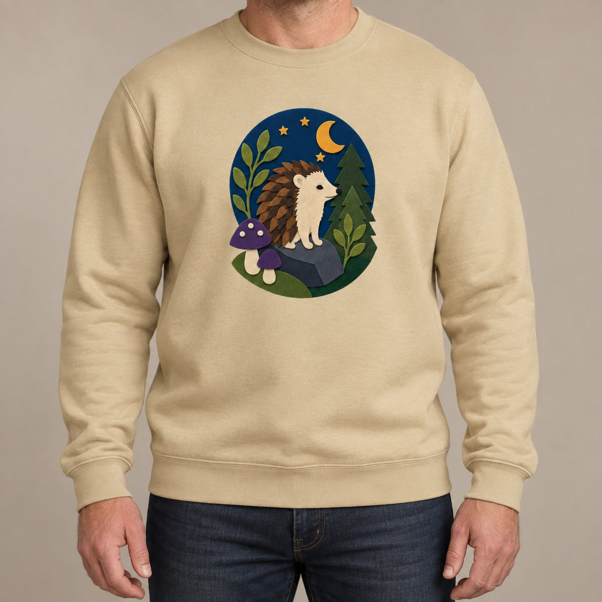 Hedgehog Under the Stars Adult Sweatshirt - Felt & Fauna lead image