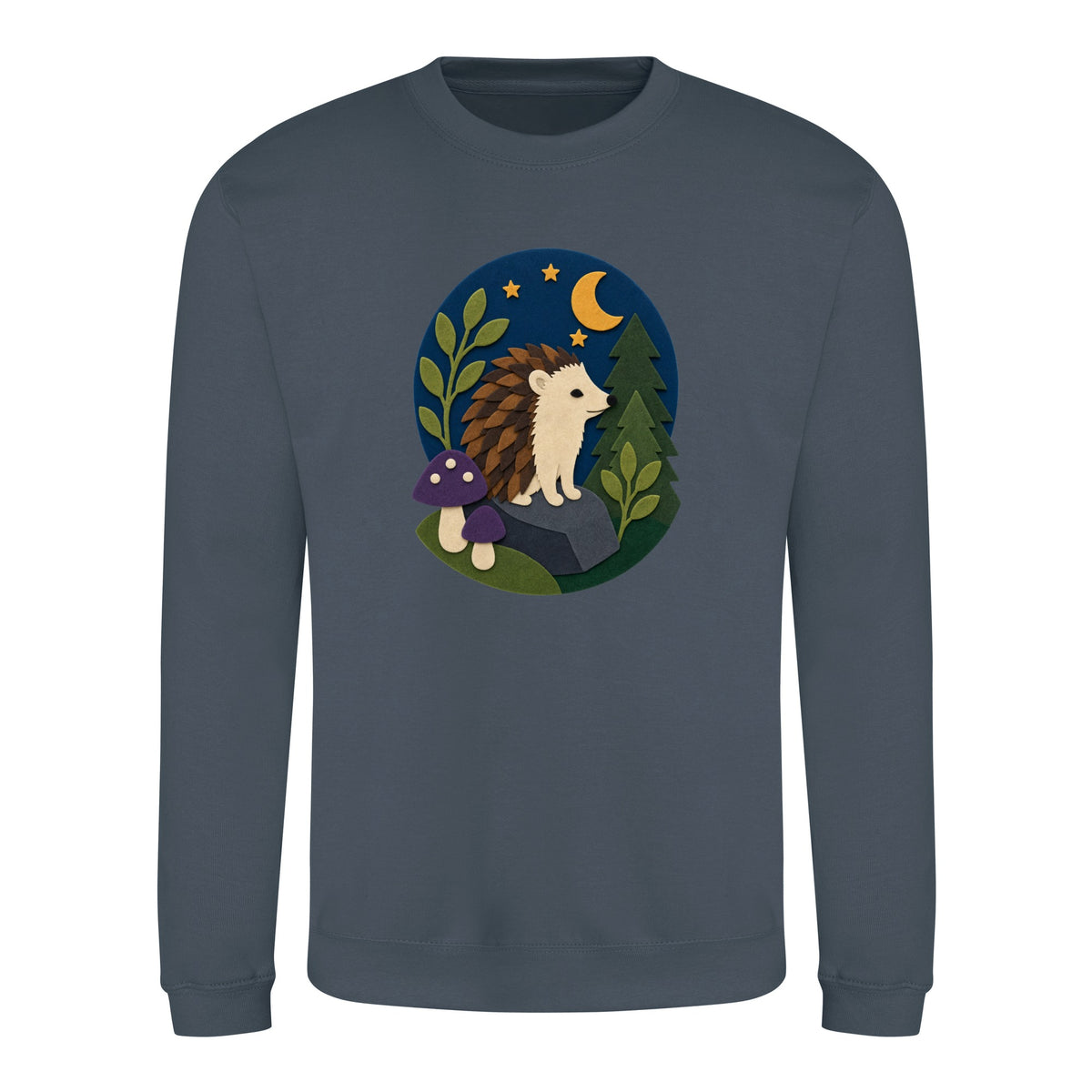 Hedgehog Under the Stars Adult Sweatshirt - Felt & Fauna Airforce Blue colour variant image