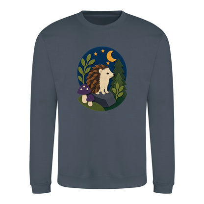 Hedgehog Under the Stars Adult Sweatshirt - Felt & Fauna Airforce Blue colour variant image