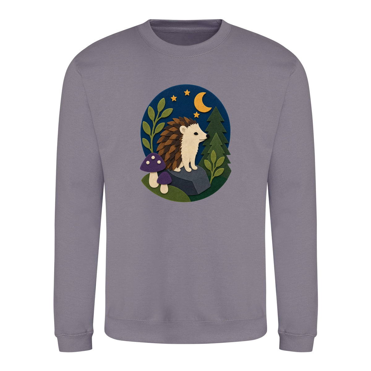 Hedgehog Under the Stars Adult Sweatshirt - Felt & Fauna Dusty Lilac colour variant image