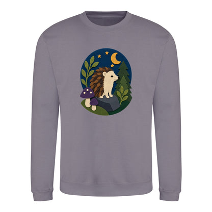 Hedgehog Under the Stars Adult Sweatshirt - Felt & Fauna Dusty Lilac colour variant image