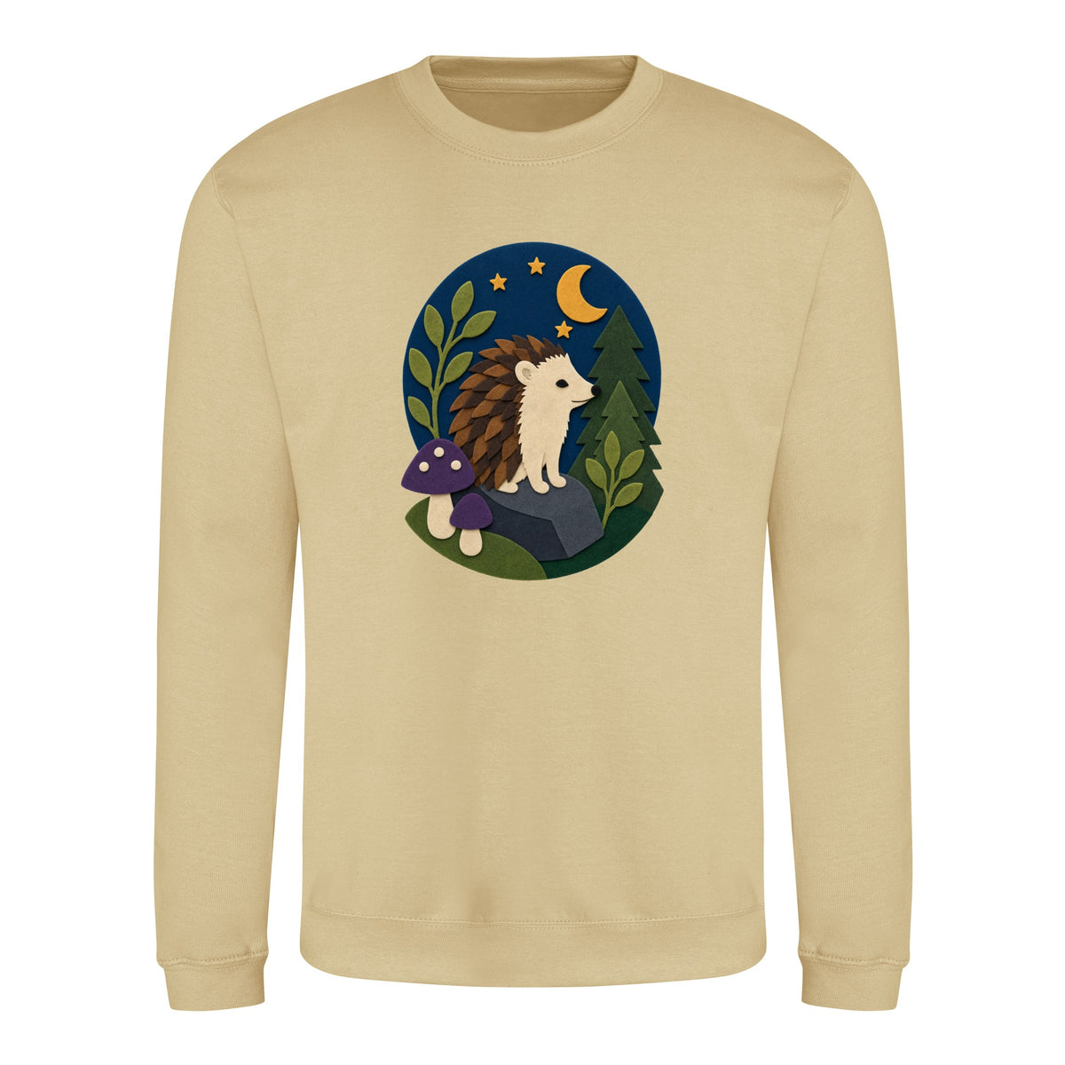 Hedgehog Under the Stars Adult Sweatshirt - Felt & Fauna Desert Sand colour variant image