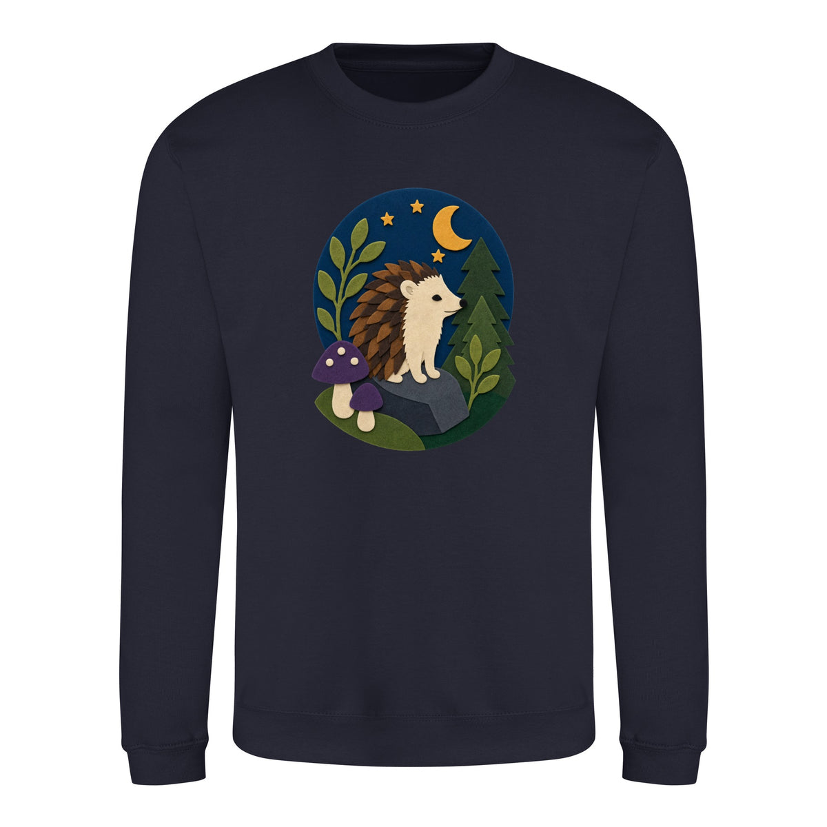 Hedgehog Under the Stars Adult Sweatshirt - Felt & Fauna French Navy colour variant image