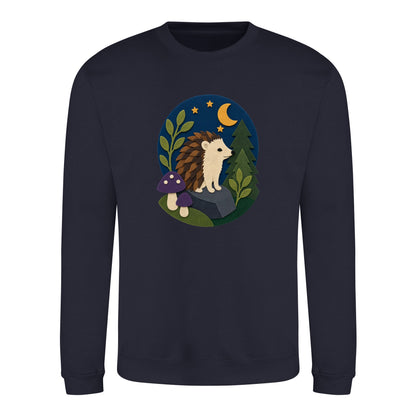 Hedgehog Under the Stars Adult Sweatshirt - Felt & Fauna French Navy colour variant image
