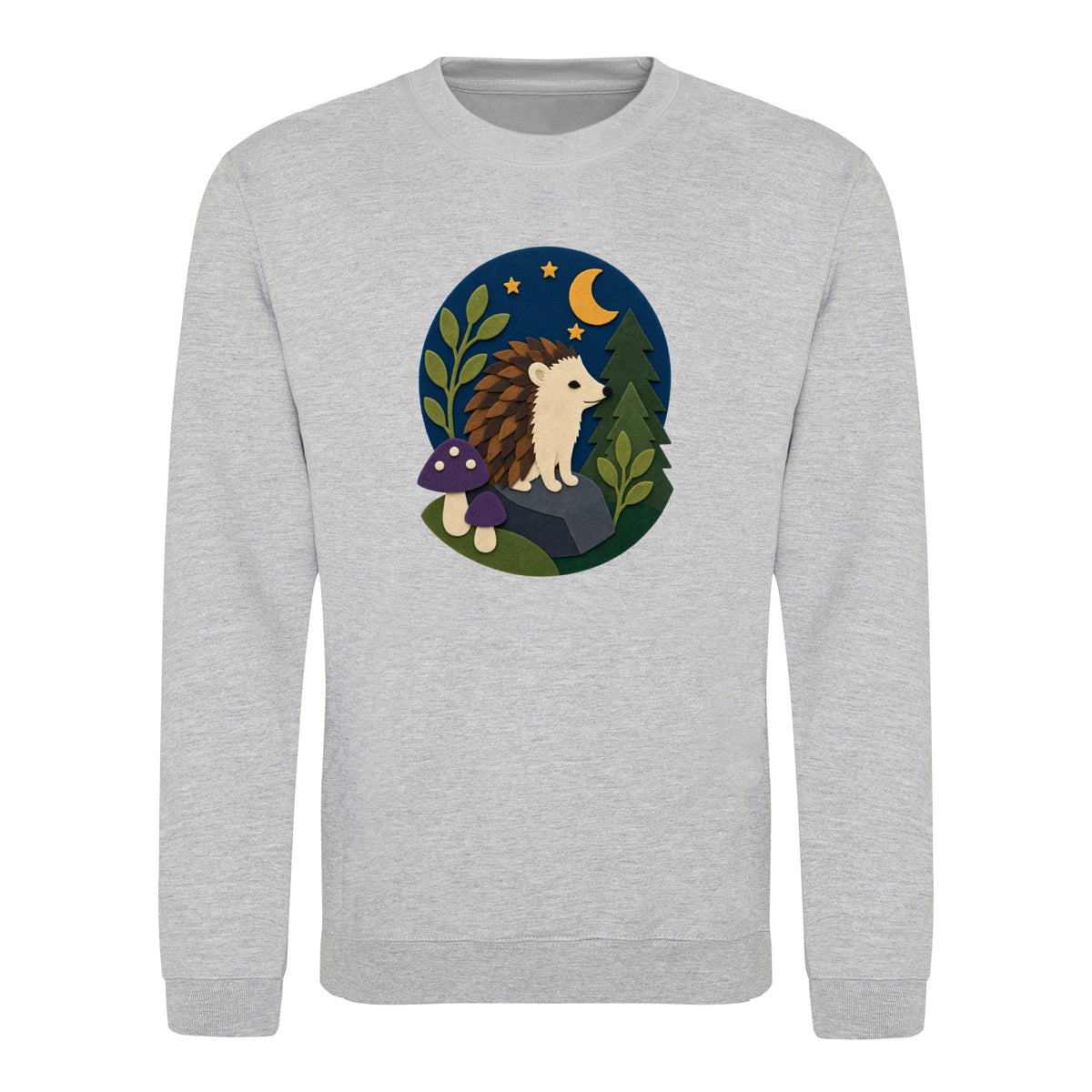 Hedgehog Under the Stars Adult Sweatshirt - Felt & Fauna Heather Grey colour variant image
