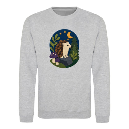 Hedgehog Under the Stars Adult Sweatshirt - Felt & Fauna Heather Grey colour variant image