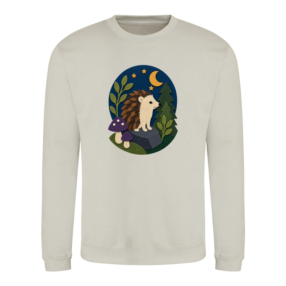 Hedgehog Under the Stars Adult Sweatshirt - Felt & Fauna Natural Stone colour variant image