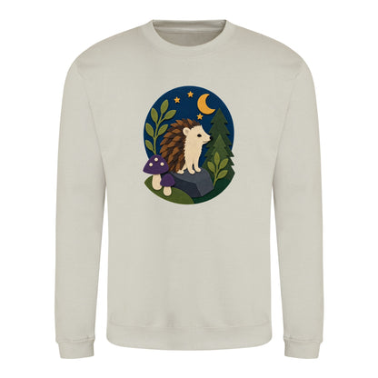 Hedgehog Under the Stars Adult Sweatshirt - Felt & Fauna Natural Stone colour variant image