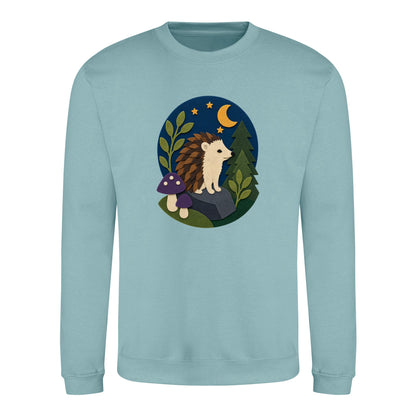 Hedgehog Under the Stars Adult Sweatshirt - Felt & Fauna Seafoam colour variant image