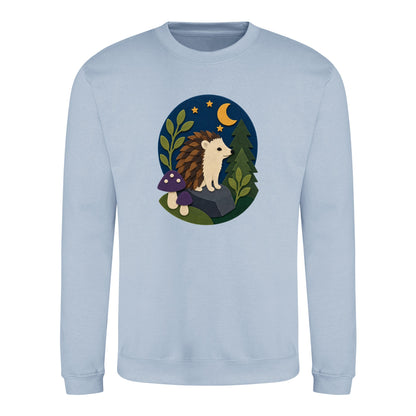Hedgehog Under the Stars Adult Sweatshirt - Felt & Fauna Sky Blue colour variant image