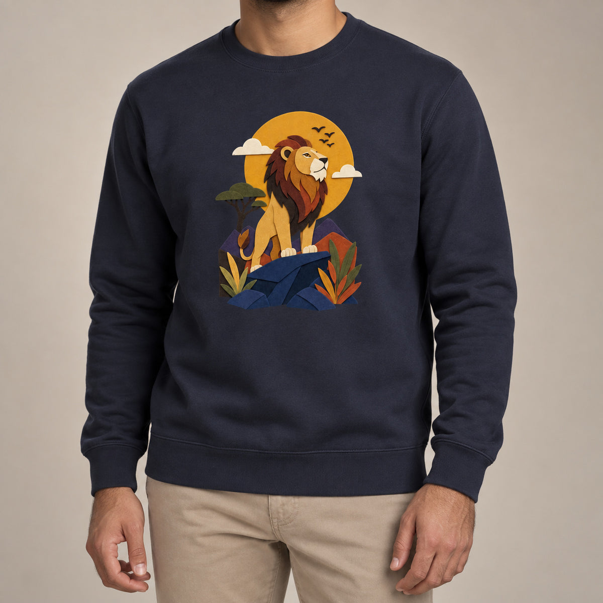 Lion on the Lookout Adult Sweatshirt - Felt & Fauna lead image