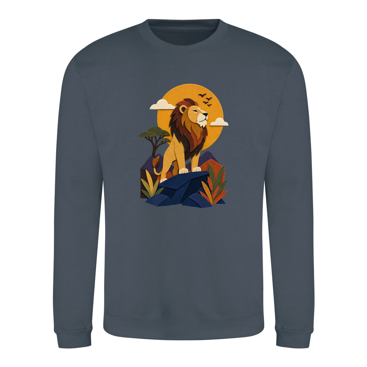 Lion on the Lookout Adult Sweatshirt - Felt & Fauna Airforce Blue colour variant image