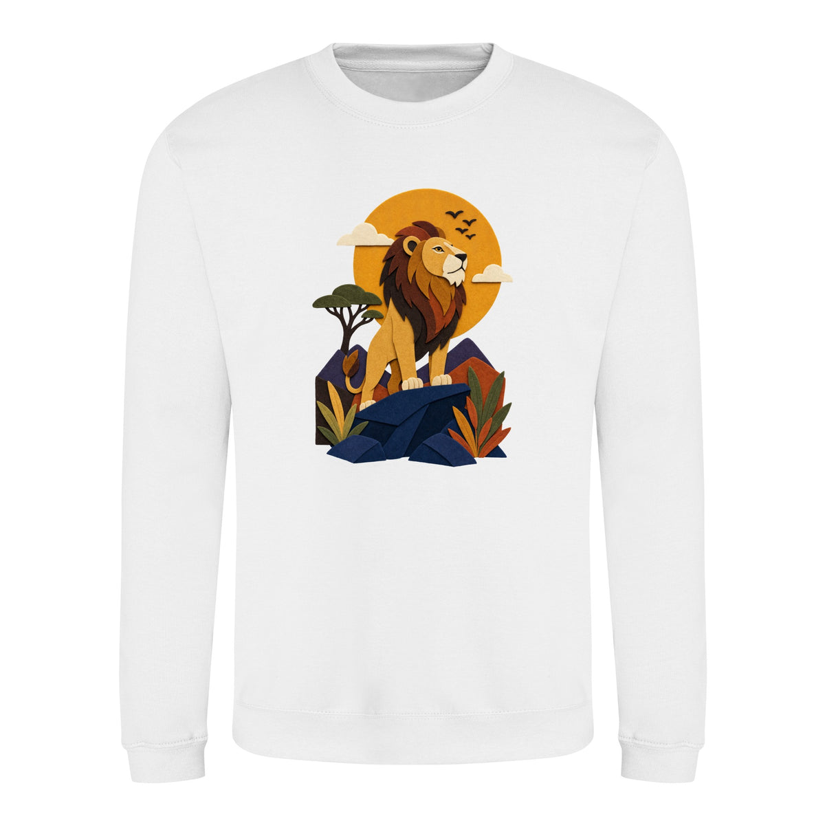 Lion on the Lookout Adult Sweatshirt - Felt & Fauna Arctic White colour variant image