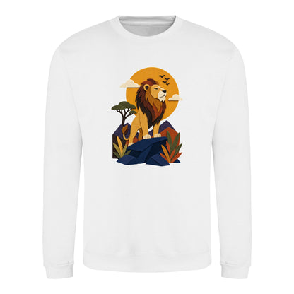 Lion on the Lookout Adult Sweatshirt - Felt & Fauna Arctic White colour variant image