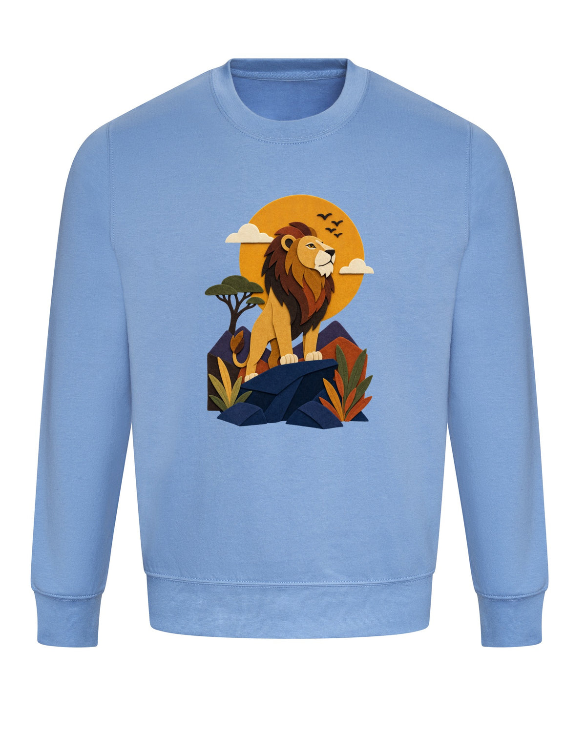 Lion on the Lookout Adult Sweatshirt - Felt & Fauna Cornflower Blue colour variant image