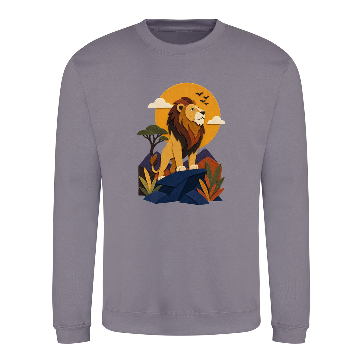 Lion on the Lookout Adult Sweatshirt - Felt & Fauna Dusty Lilac colour variant image