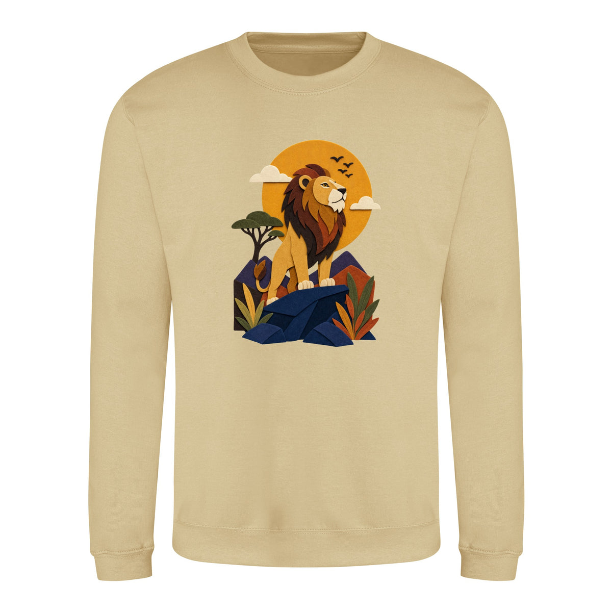 Lion on the Lookout Adult Sweatshirt - Felt & Fauna Desert Sand colour variant image