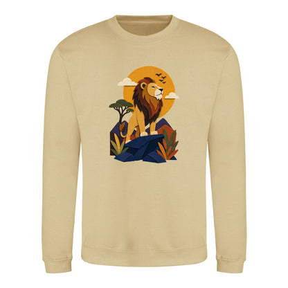 Lion on the Lookout Adult Sweatshirt - Felt & Fauna Desert Sand colour variant image