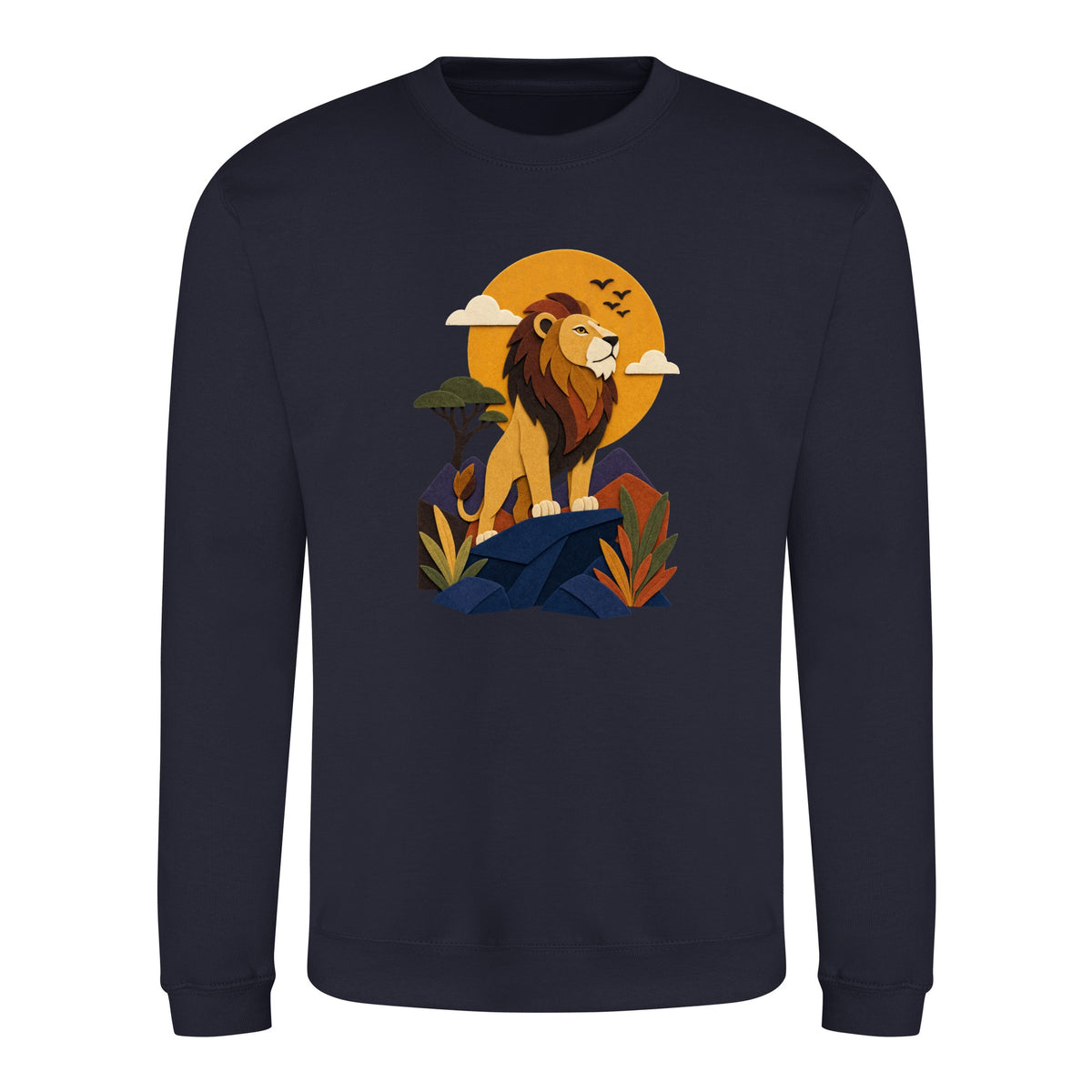 Lion on the Lookout Adult Sweatshirt - Felt & Fauna French Navy colour variant image