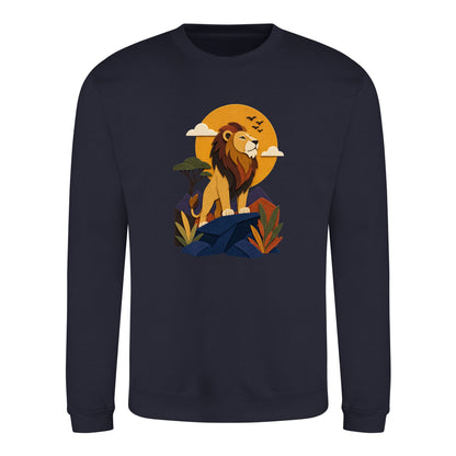 Lion on the Lookout Adult Sweatshirt - Felt & Fauna French Navy colour variant image