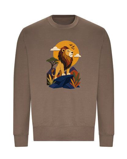 Lion on the Lookout Adult Sweatshirt - Felt & Fauna Mocha Brown colour variant image