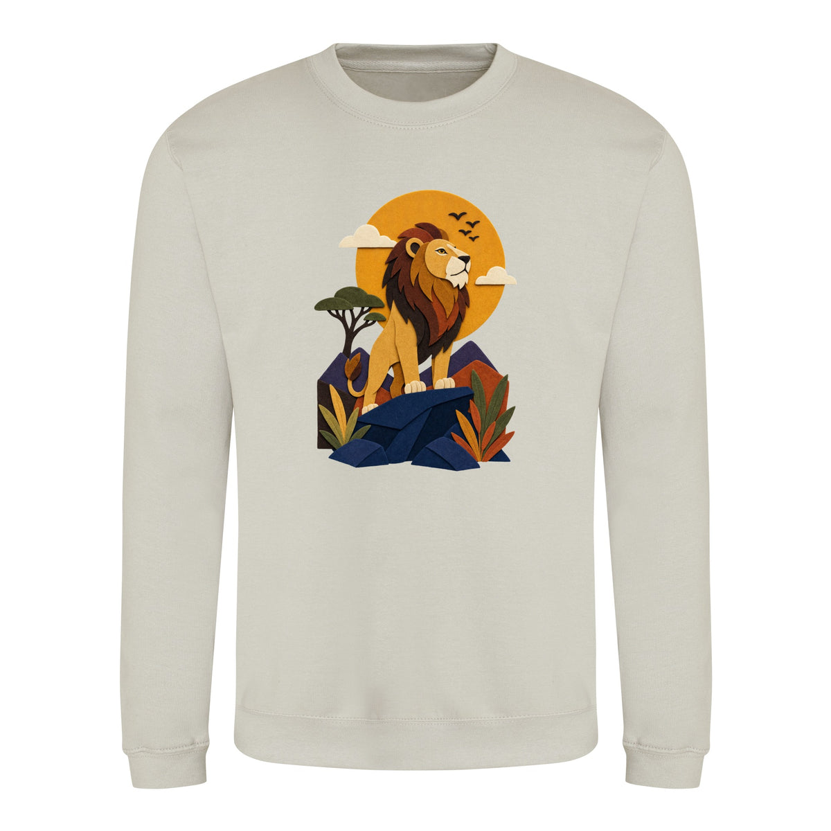 Lion on the Lookout Adult Sweatshirt - Felt & Fauna Natural Stone colour variant image