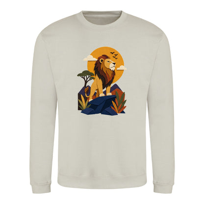 Lion on the Lookout Adult Sweatshirt - Felt & Fauna Natural Stone colour variant image