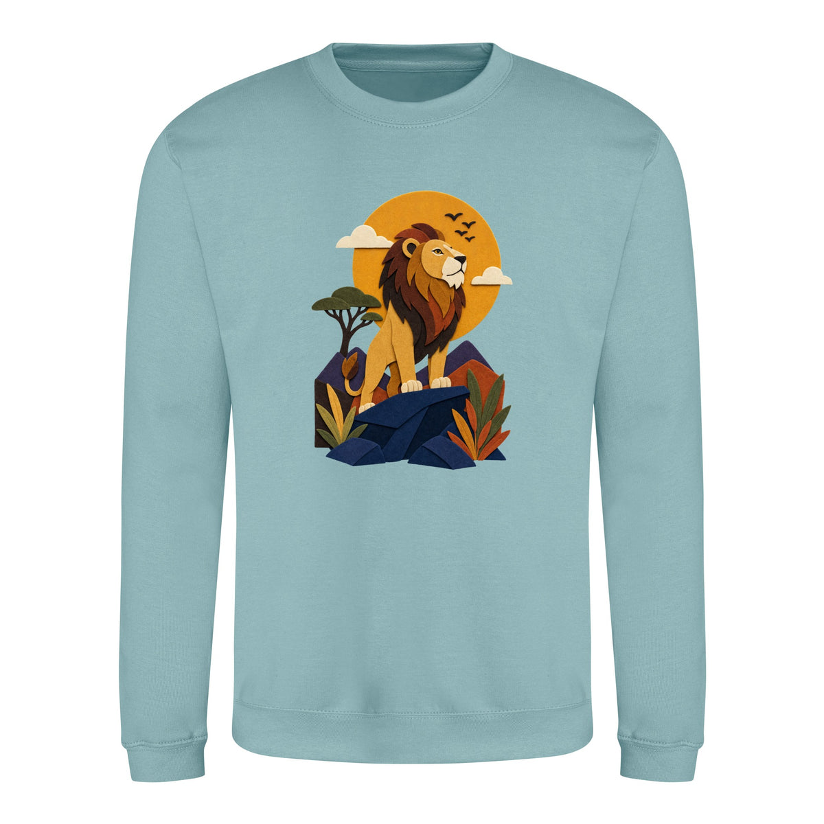 Lion on the Lookout Adult Sweatshirt - Felt & Fauna Seafoam colour variant image