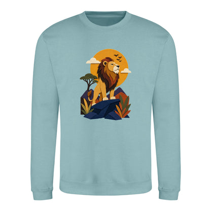 Lion on the Lookout Adult Sweatshirt - Felt & Fauna Seafoam colour variant image