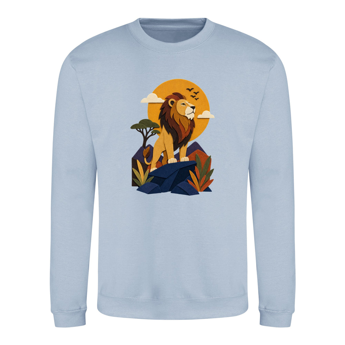Lion on the Lookout Adult Sweatshirt - Felt & Fauna Sky Blue colour variant image