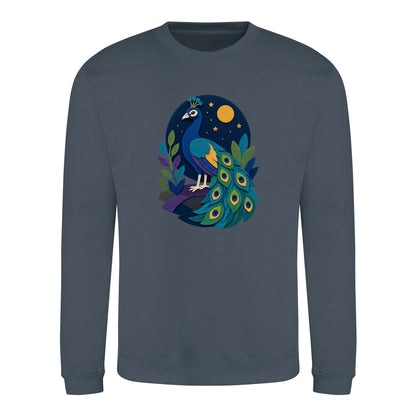 Peacock at Midnight Adult Sweatshirt - Felt & Fauna Airforce Blue colour variant image