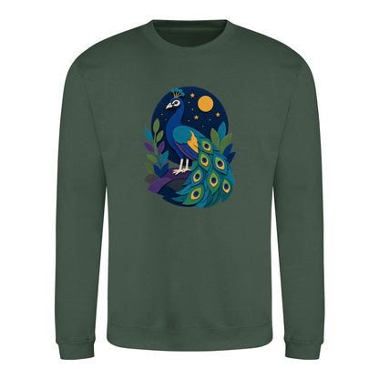 Peacock at Midnight Adult Sweatshirt - Felt & Fauna Bottle Green colour variant image