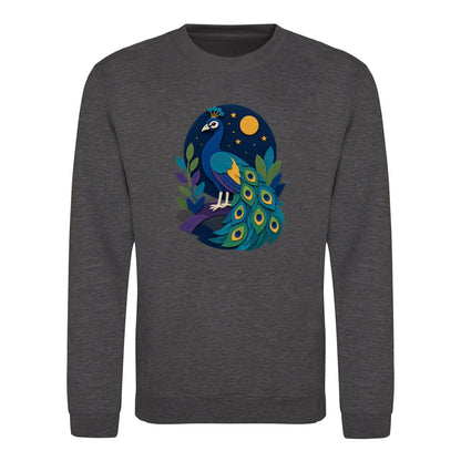 Peacock at Midnight Adult Sweatshirt - Felt & Fauna Charcoal colour variant image