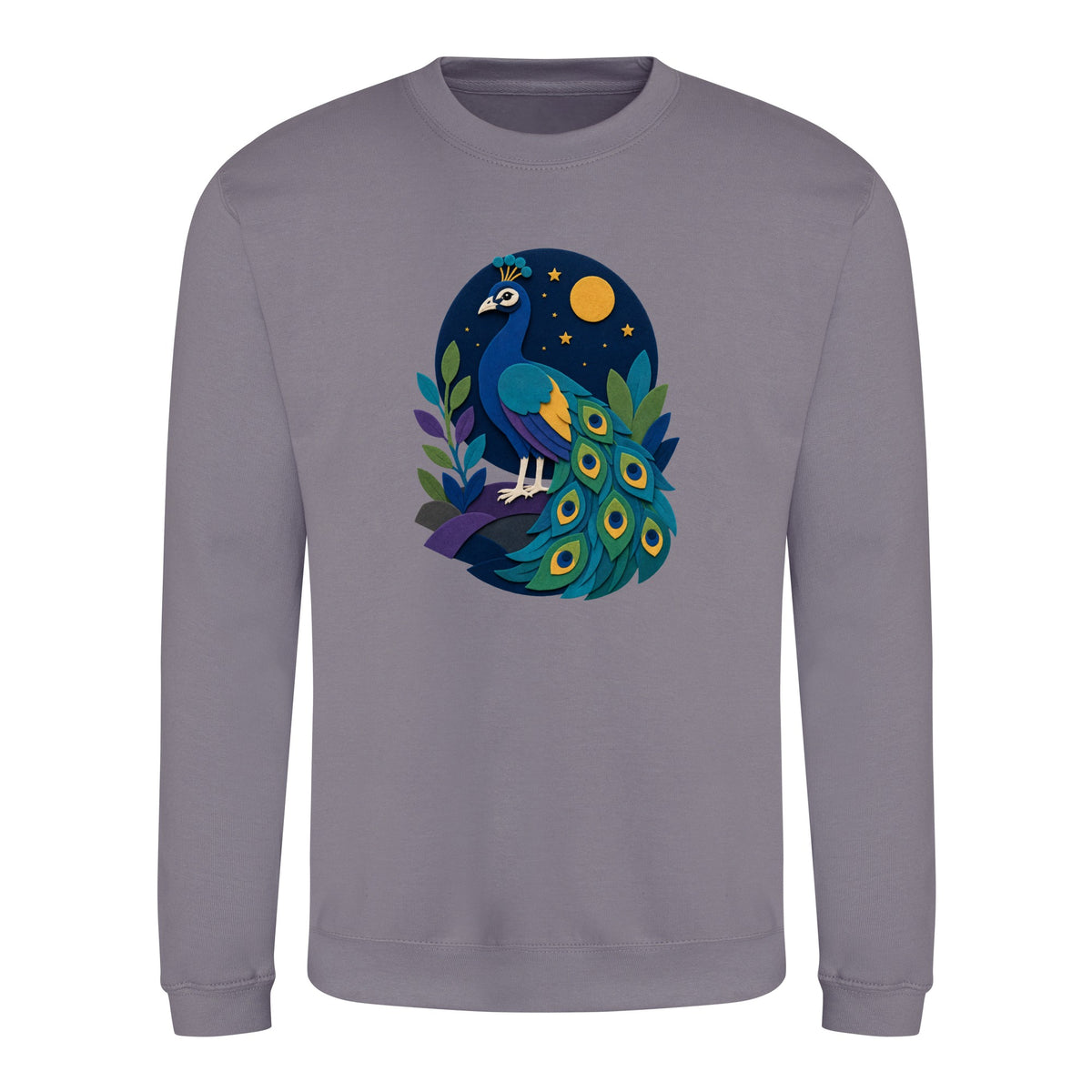 Peacock at Midnight Adult Sweatshirt - Felt & Fauna Dusty Lilac colour variant image