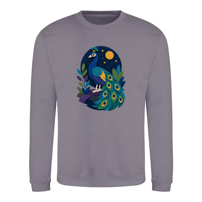 Peacock at Midnight Adult Sweatshirt - Felt & Fauna Dusty Lilac colour variant image