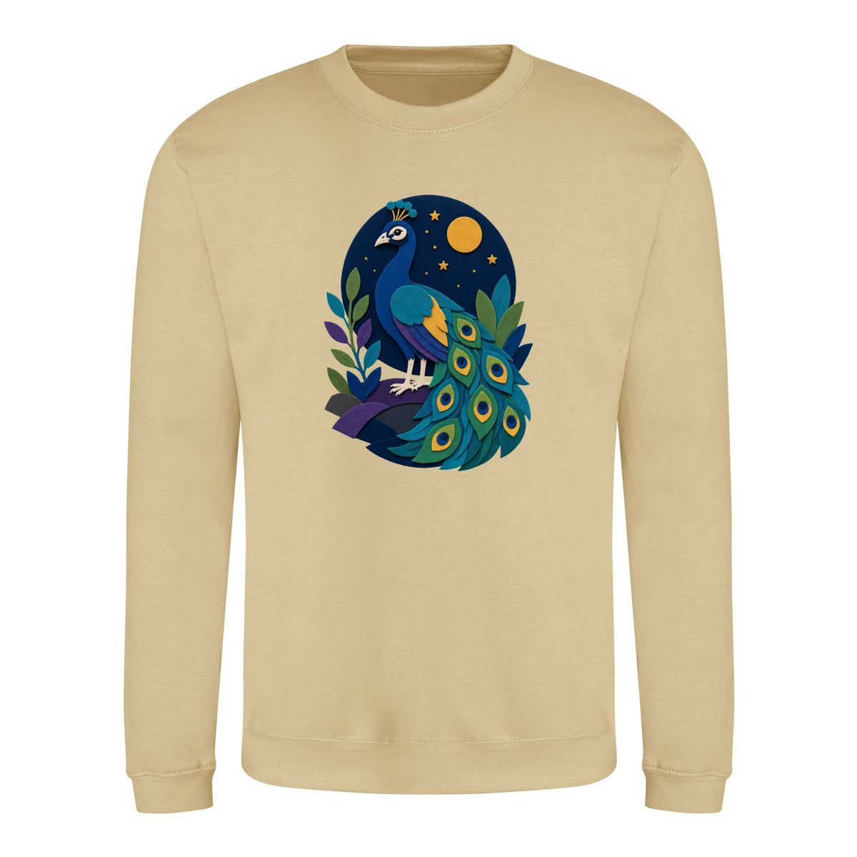 Peacock at Midnight Adult Sweatshirt - Felt & Fauna Desert Sand colour variant image