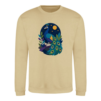 Peacock at Midnight Adult Sweatshirt - Felt & Fauna Desert Sand colour variant image