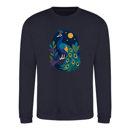 Peacock at Midnight Adult Sweatshirt - Felt & Fauna French Navy colour variant image