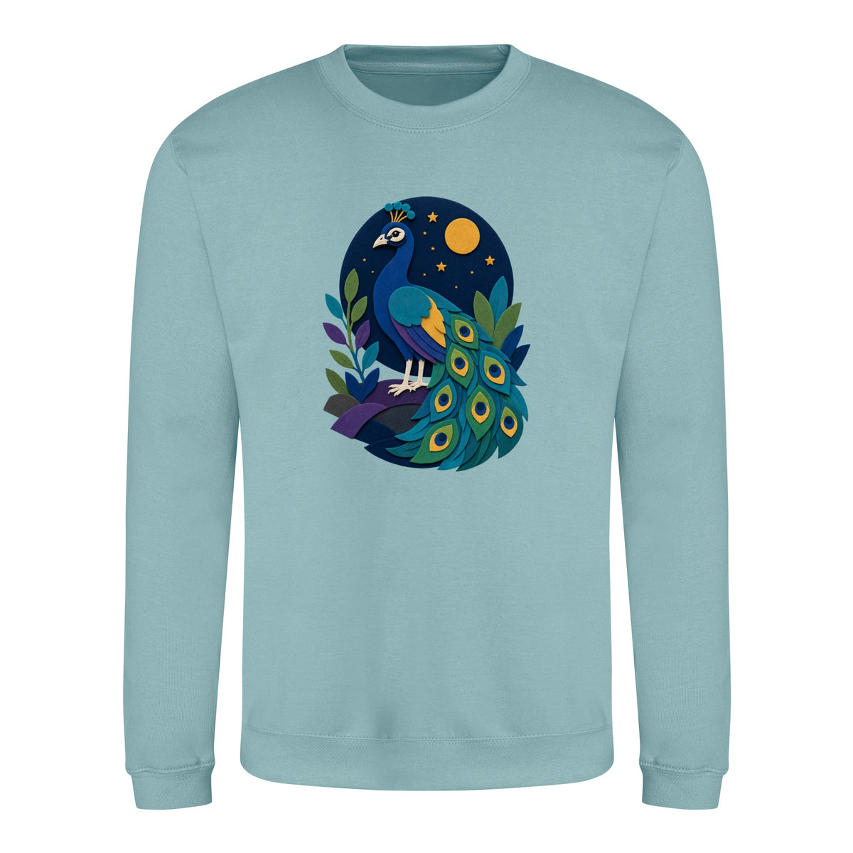 Peacock at Midnight Adult Sweatshirt - Felt & Fauna Seafoam colour variant image