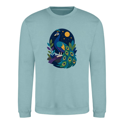 Peacock at Midnight Adult Sweatshirt - Felt & Fauna Seafoam colour variant image